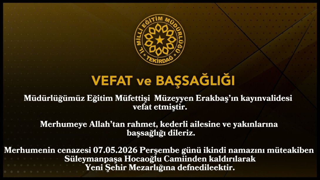 Vefat ve Başsağlığı Mesajı
